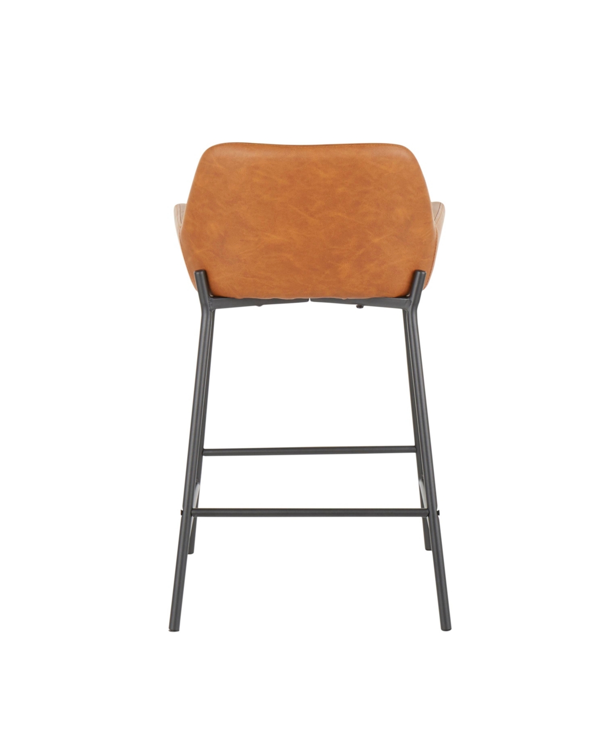 Daniella Industrial Counter Stool in Black Metal and Espresso Faux Leather by Lumisource - Set Of 2