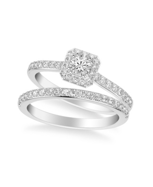 image of Diamond Halo Bridal Set (3/4 ct. t.w.) in 14k White, Rose or Yellow Gold