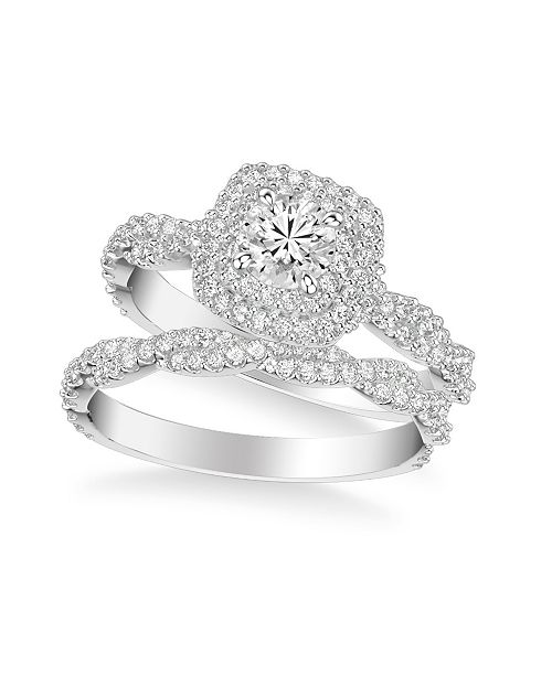 Macy S Diamond Halo Bridal Set And Engagement Rings In 14k White