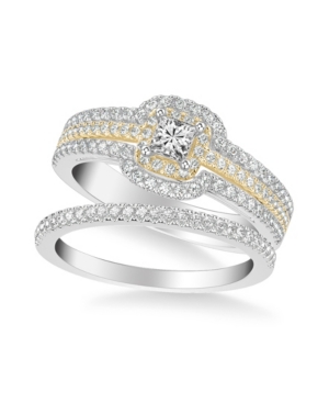 Diamond Princess Bridal Set (7/8 ct tw) in 14k Two Tone White & Yellow Gold or White & Rose Gold