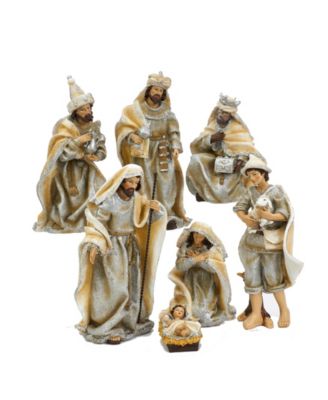Kurt Adler - 3-11.25-Inch Resin Nativity Table Piece Set, 7 Pieces