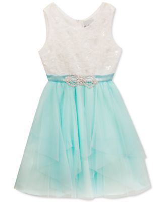 Rare Editions Little Girls Embellished Mesh Dress - Macy's