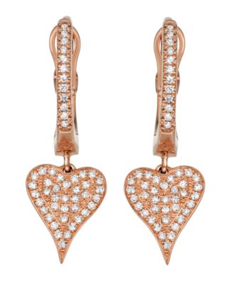 Serena Williams Jewelry - Diamond (1/5 ct. t.w.) Heart Earrings in 14K Rose Gold