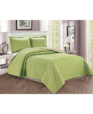 Elegant Comfort Luxury Diamond Design Quilted Coverlet Sets In Green