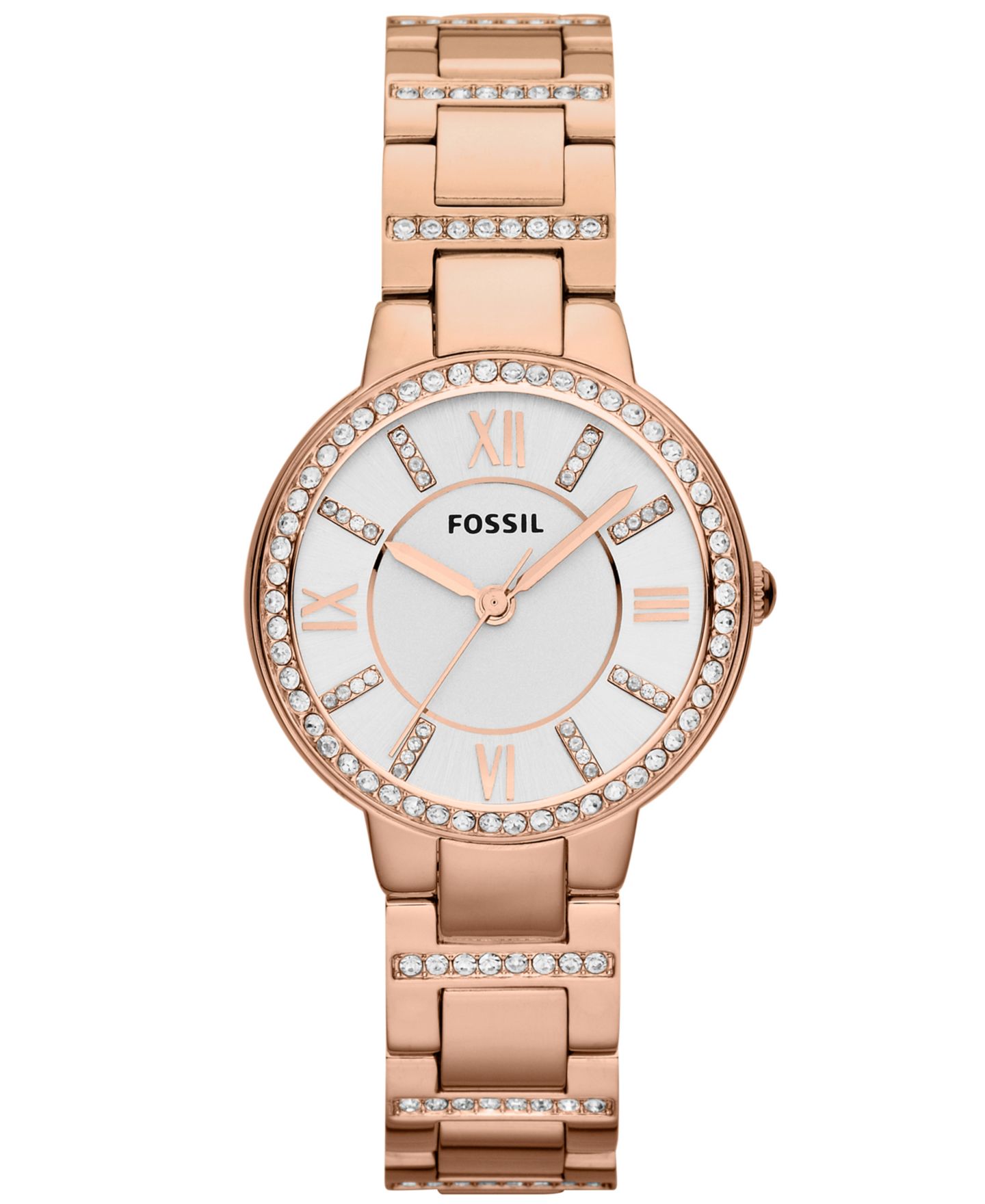 Женские часы Fossil Virginia Rose Gold-Tone Stainless Steel Bracelet Watch 30mm ES3284 — фото 1