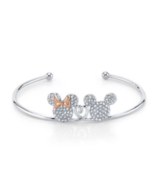Disney Mickey And Minnie Mouse Crystal Cuff In Rose Gold Two-Tone