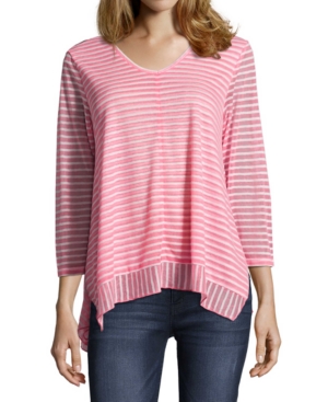 image of John Paul Richard Striped Asymmetrical Hem Top