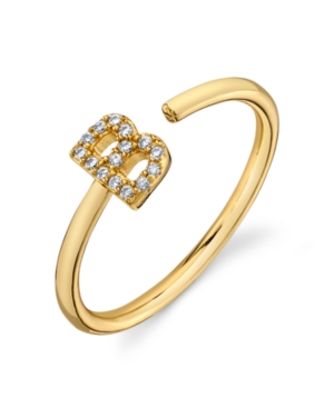image of Unwritten Cubic Zirconia Initial Gold-Tone Fine Plated Silver Delicate Adjustable Ring