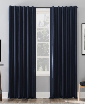 Sun Zero Evelina Faux Silk Thermal Blackout Curtain Panel, 50" X 63" In Navy