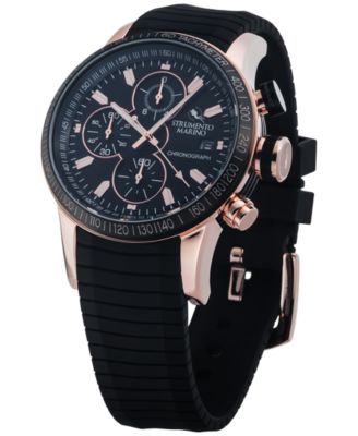 Strumento Marino Men's Admiral Chronograph Black Silicone Performance Timepiece Watch 45mm