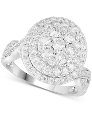 image of Diamond Halo Cluster Engagement Ring (2 ct. t.w.) in 14k White Gold