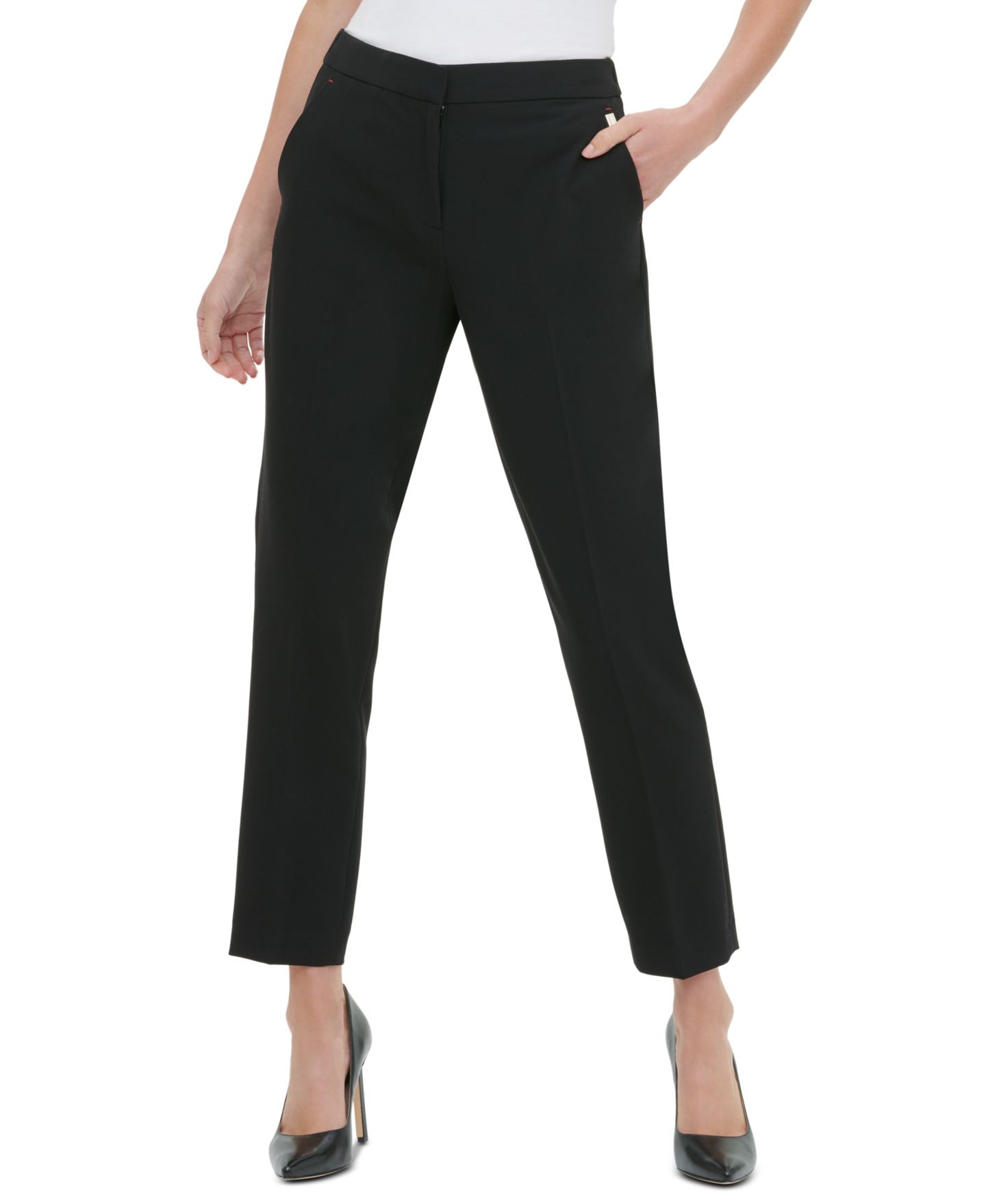 Женские брюки Tommy Hilfiger Sloane Slim-Leg Ankle, цвет: Чёрный — фото 1