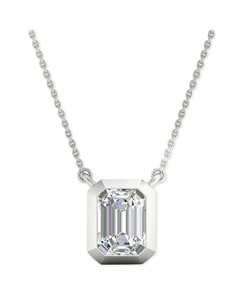 Macy S Diamond Emerald Cut Bezel 18 Pendant Necklace 1 5 Ct