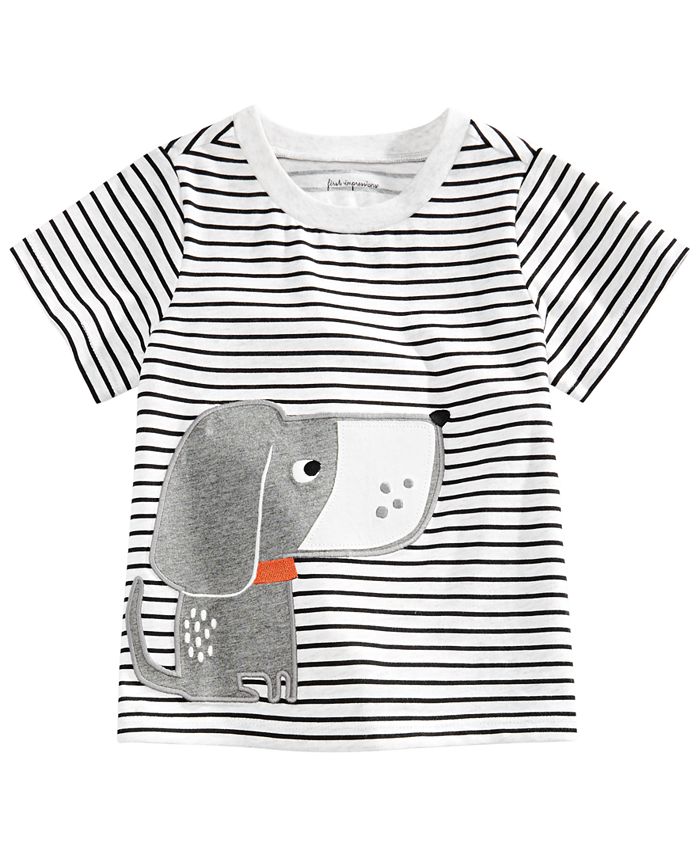 First Impressions Baby Boys Striped Dog-Print T-Shirt, Created for Macy ...