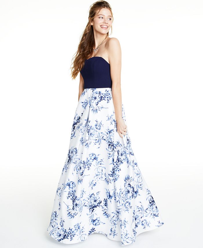 Speechless Juniors' FloralPrint Gown, Created for Macy's Macy's