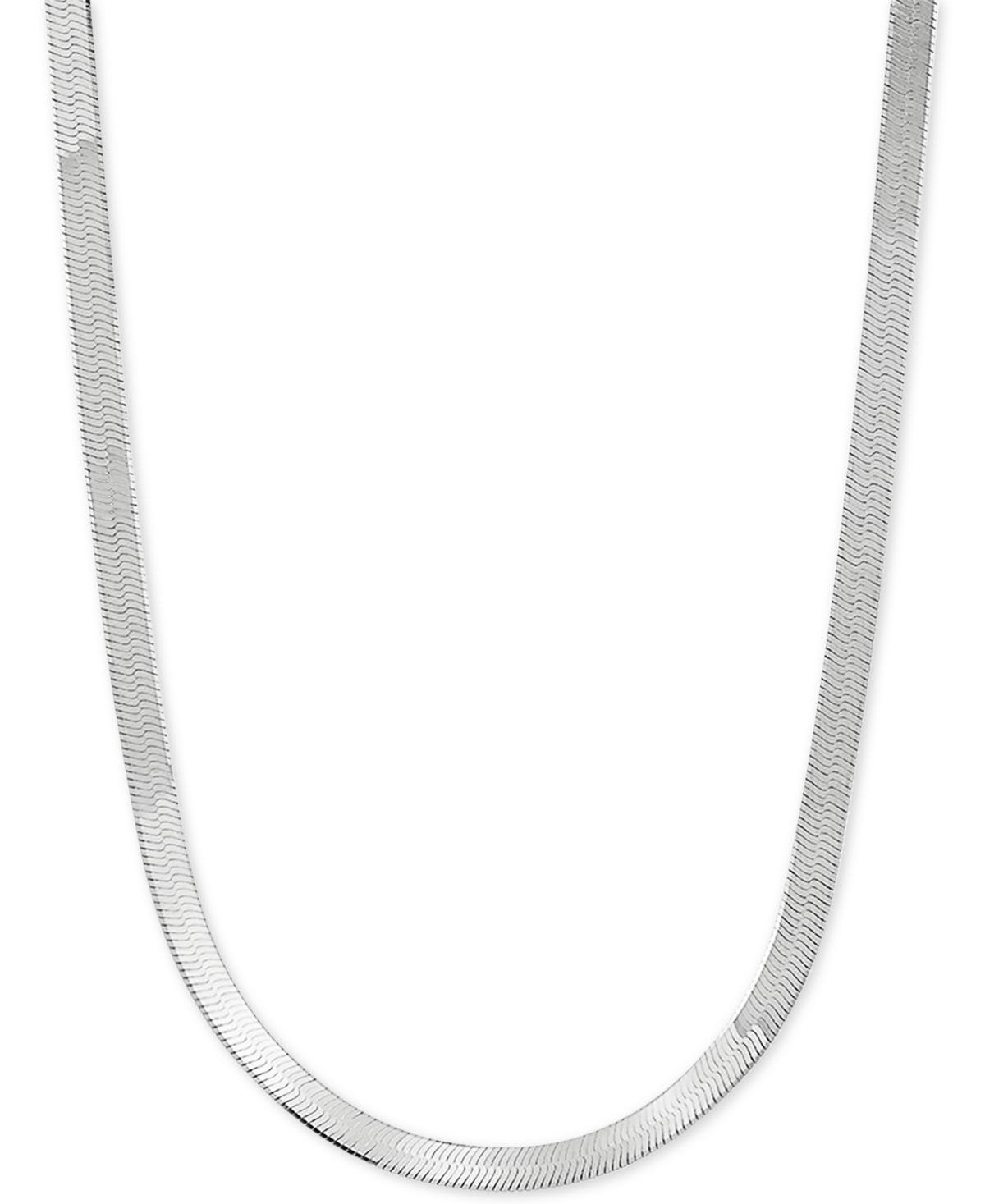 Herringbone Link 18" Chain Necklace in Sterling Silver - Silver