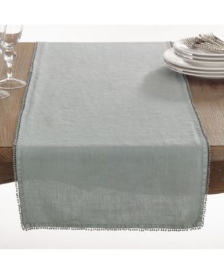 Pom Pom Design Linen Dining Room Table Runner