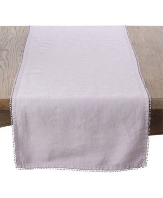 Pom Pom Design Linen Dining Room Table Runner