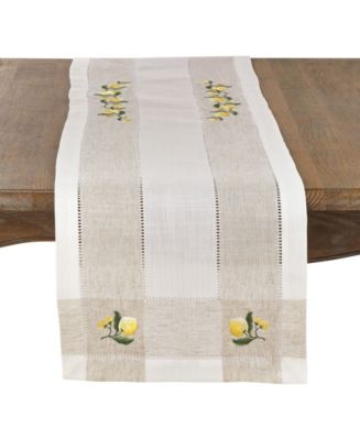 Saro Lifestyle Lemon Embroidery Hemstitch Runner - Macy's