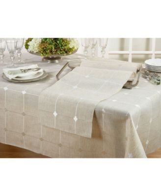 Poly Blend Table Runner with Embroidered Check Pattern