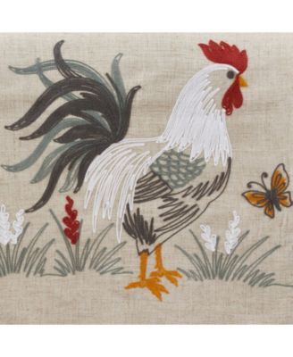 Long Table Runner with Embroidered Rooster Design