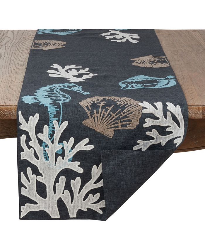 SARO LIFESTYLE Runner Tavola Natale Ricamo E Paillettes | Collezione Sevilla, 100% Poliestere, Bordo - 5