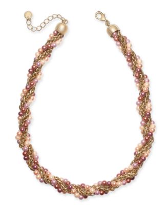 Charter Club - Gold-Tone Imitation Pearl Torsade Necklace, 17" + 2" extender
