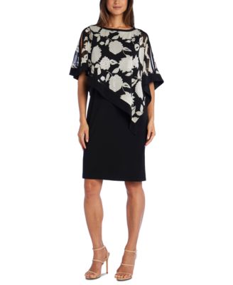 R&M Richards Women's Short Laced Poncho Dress Missy, Navy...