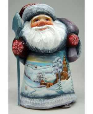 G.debrekht Woodcarved And Hand Painted Frosted Village Santa Figurine In Multi