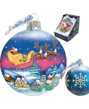 G.debrekht Santa On Sleigh Ball Glass Ornament In Multi