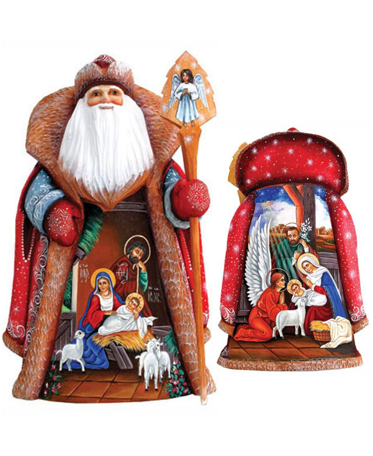 Woodcarved and Hand Painted Message of Faith Santa Figurine - Multi