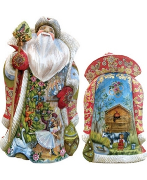 G.debrekht Woodcarved And Hand Painted 12 Days Of Christmas Santa Figurine In Multi