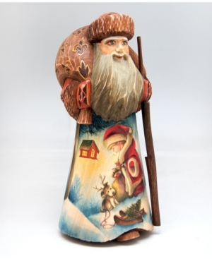 G.debrekht Woodcarved And Hand Painted Christmas Fun Santa Figurine In Multi