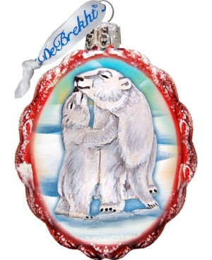 G.debrekht Santa Polar Bear Cubs Glass Ornament In Multi