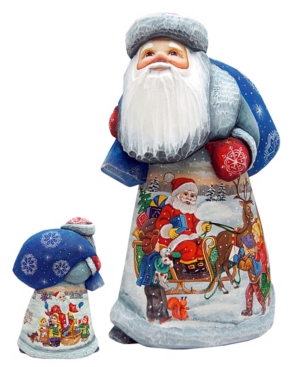 G.debrekht Woodcarved And Hand Painted Christmas Story Santa And Hand Painted In Multi