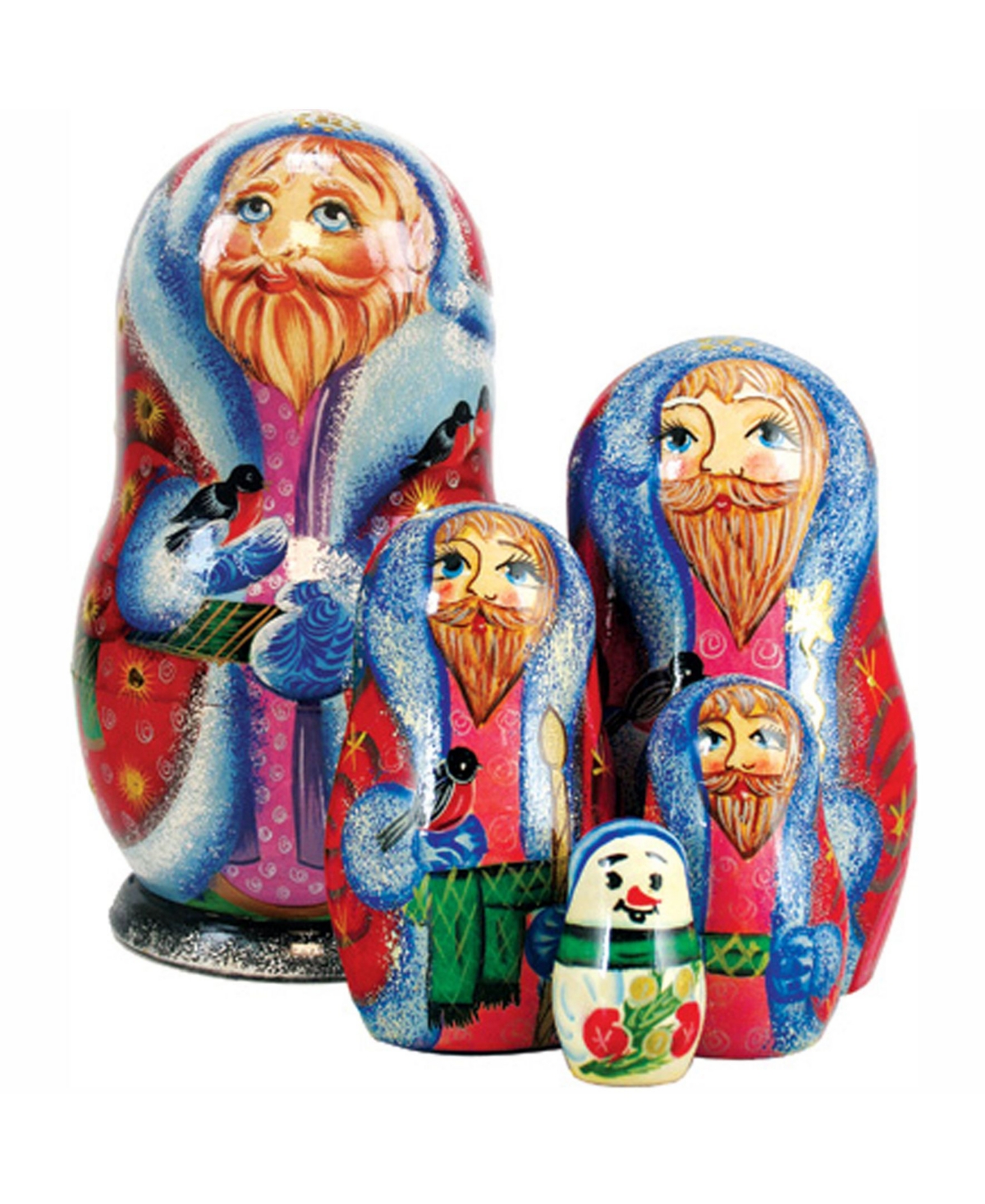 5-Piece Santa Bird Lower Russian Matryoshka Nested Doll Set - Multi