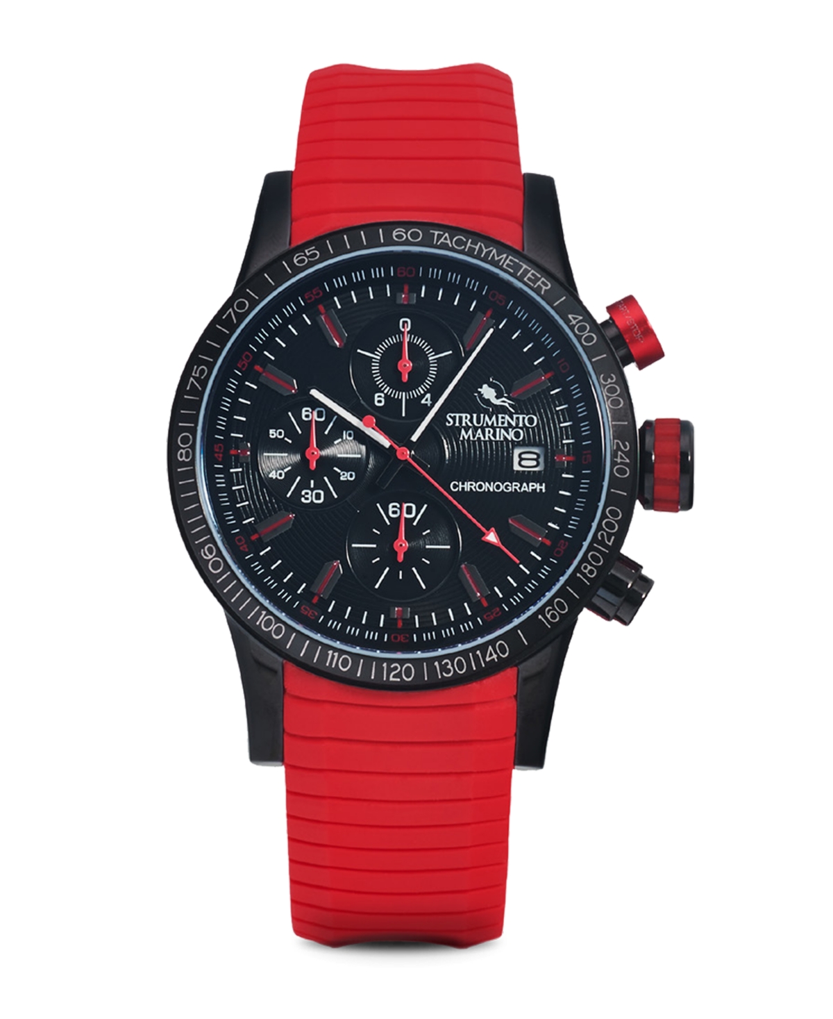 Strumento Marino Men's Admiral Chronograph Red Silicone Performance Timepiece Watch 45mm