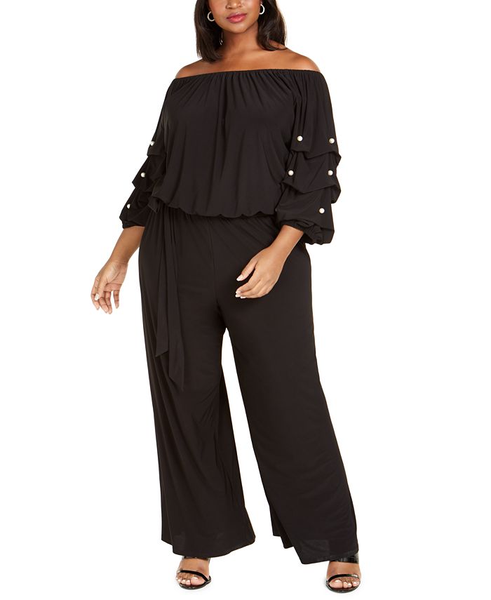 Msk off best sale the shoulder jumpsuit