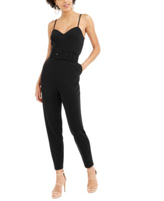 Bar III Belted Crepe Jumpsuit, Created for Macy's - Macy's