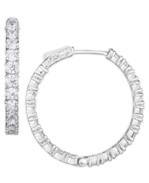 image of Cubic Zirconia Large Hoop Earrings in Fine Silver Plate
