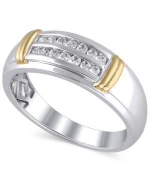 image of Men-s Certified Diamond (1/4 ct. t.w.) Ring in 14K White and Yellow Gold
