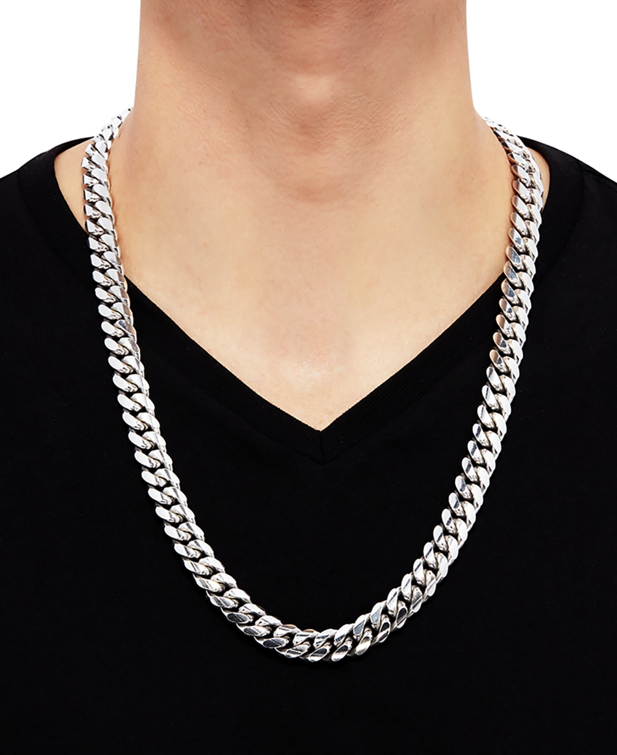 Macy's Cuban Link 26" Chain Necklace In 18k Gold-plated Sterling Silver Or Sterling Silver In Silver