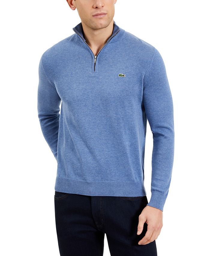 lacoste men's quarter zip cotton sweater