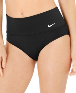 Shop Nike Essential High-waist Banded Bikini Bottoms In Black