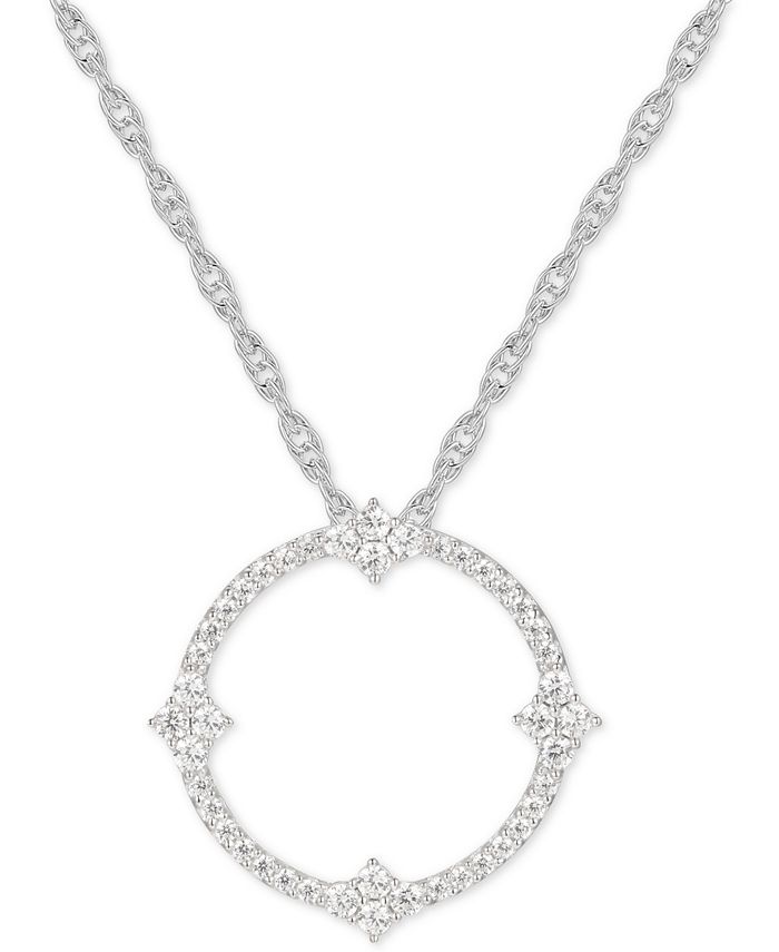 Macy's Diamond Circle 18" Pendant Necklace (1/2 ct. t.w.) in 14k White Gold Macy's