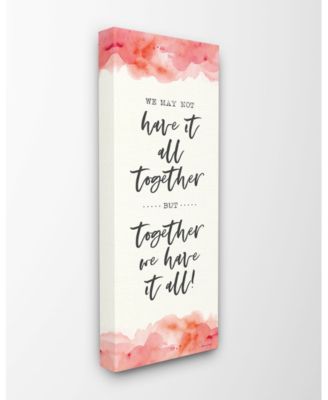 Together We Have It All Peach Coral Watercolor Typography Canvas Wall Art, 10" L x 24" H