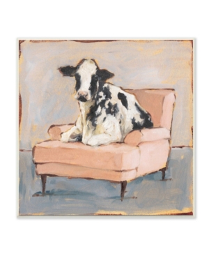 Stupell Industries Sweet Baby Calf on A Pink Couch Neutral Color Painting Wall Plaque Art 12