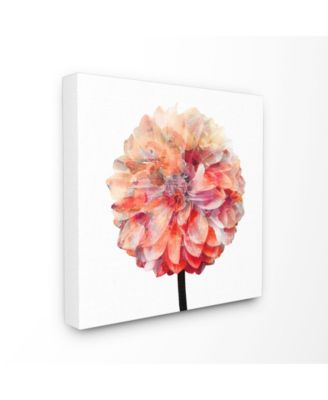 Bright Coral Watercolor Bloom Dahlia Flower Canvas Wall Art, 30" L x 30" H