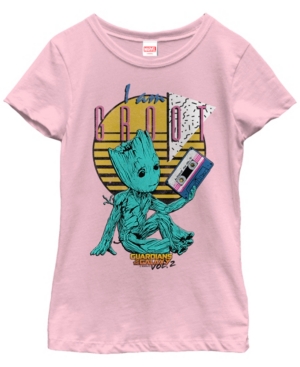 Fifth Sun Marvel Big Girl's Guardians Vol 2 Baby Groot Retro 90's Tape Short Sleeve T-Shirt