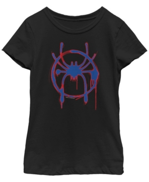 Fifth Sun Marvel Big Girl's Spider-Man Into The Spider-Verse Blue and Red Logo Short Sleeve T-Shirt